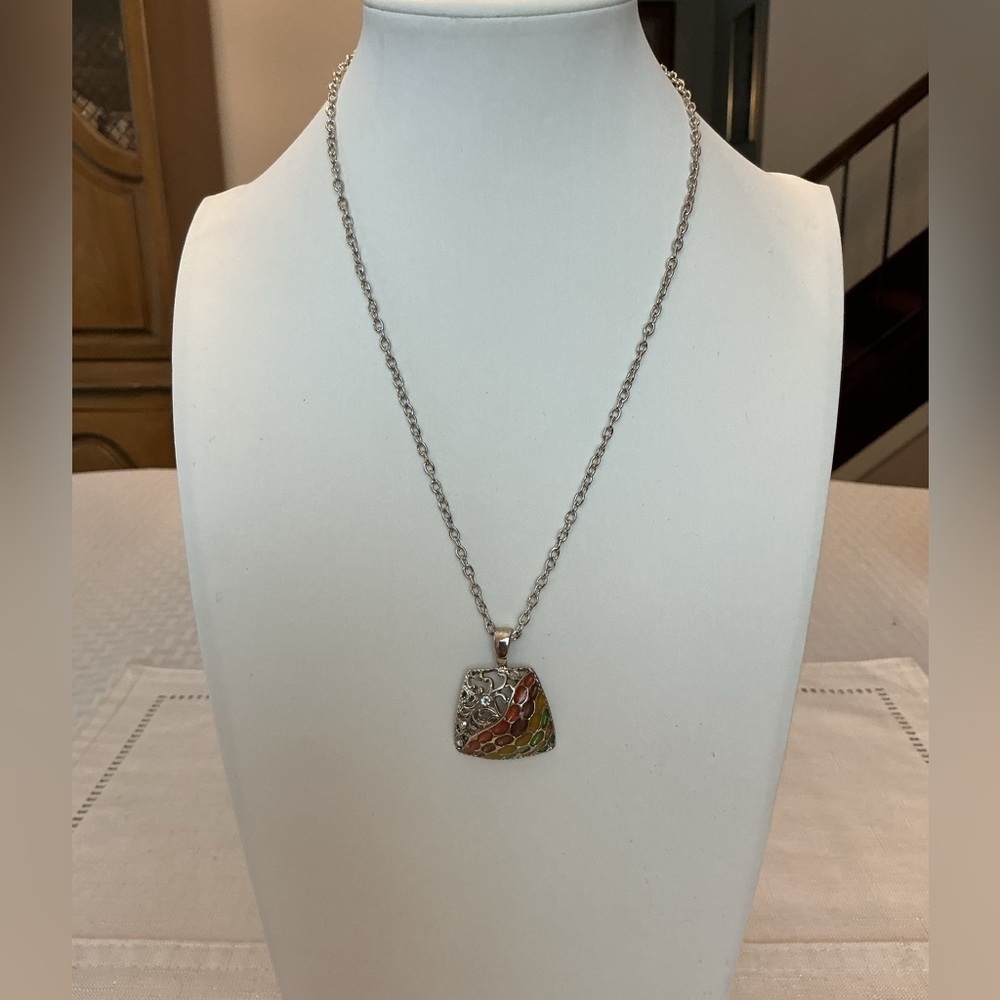 Artisan Silver Tone Multicolor Pendant Necklace - Picture 2 of 4